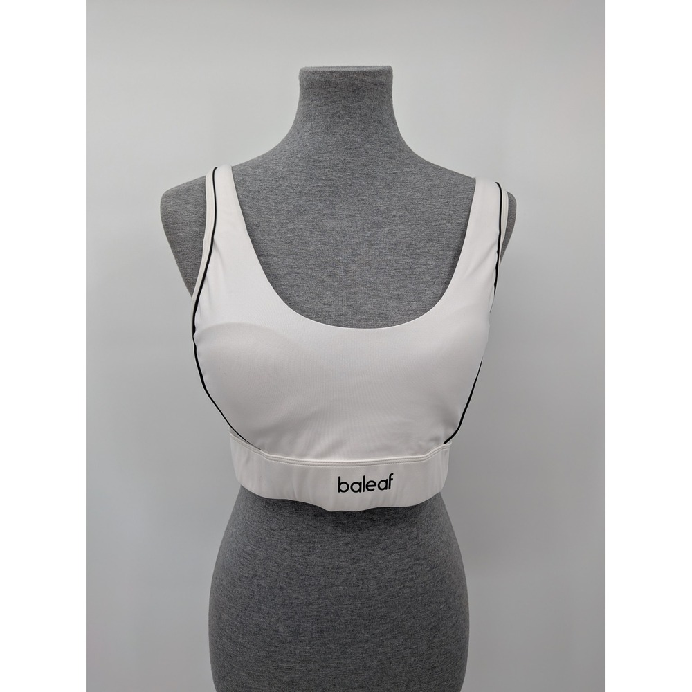 Baleaf Womens White Padded Sports Bra Criss Cross Back Adjustable Straps Size 38